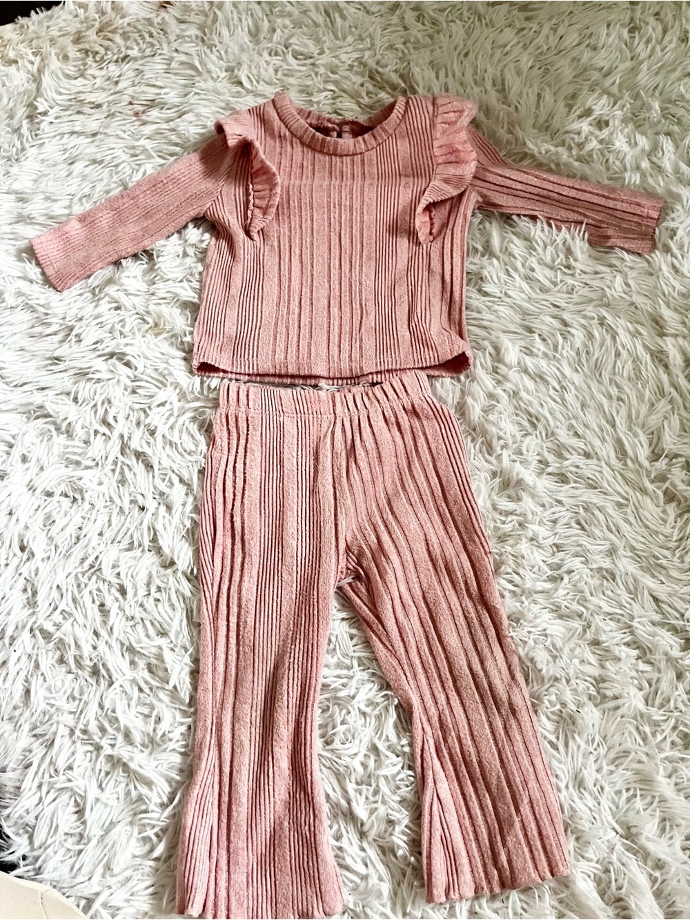 George Pink Ribbed Knit Top and Flare pants
